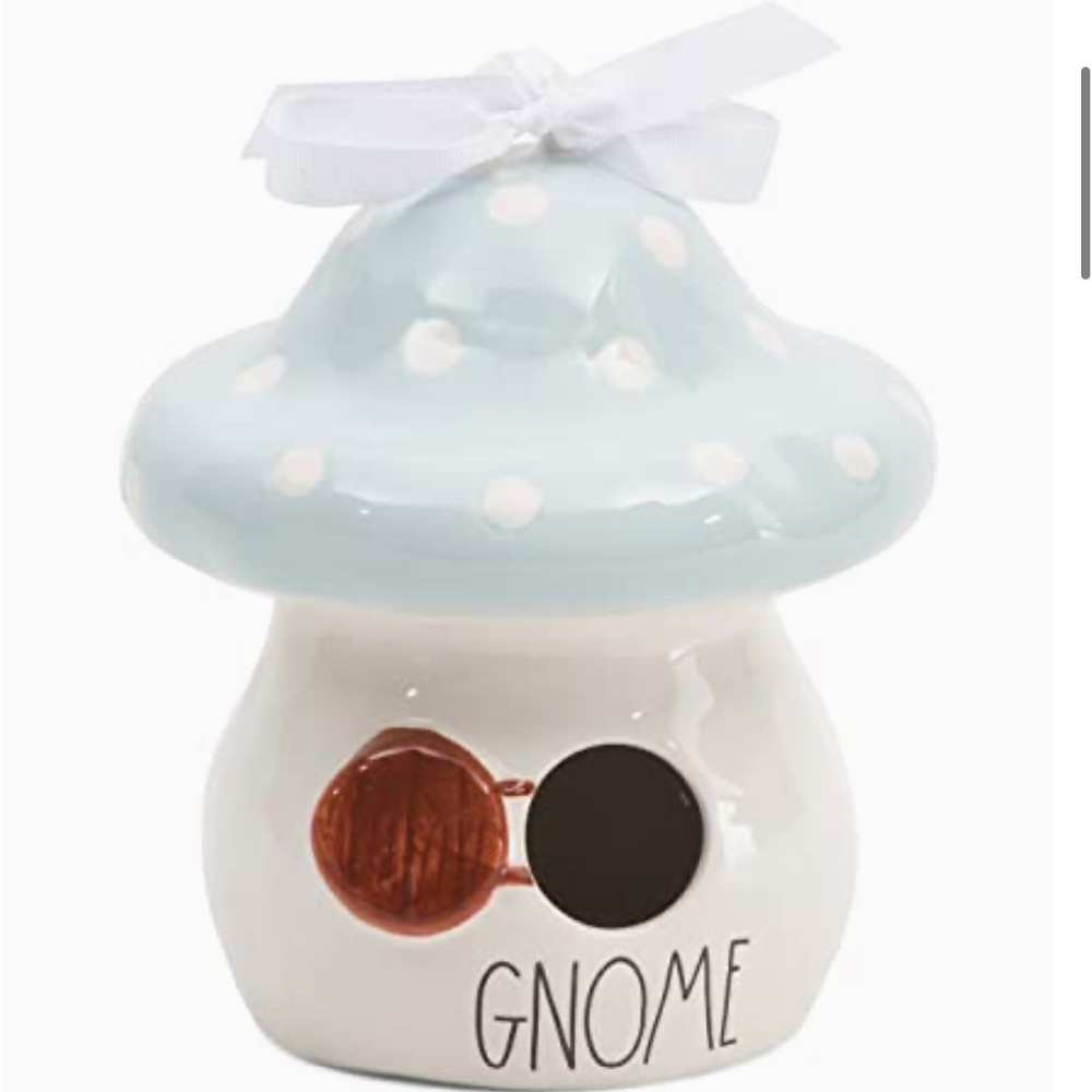•NIB•Rae Dunn Ceramic GNOME Mushroom Indoor/Outdoor Birdhouse